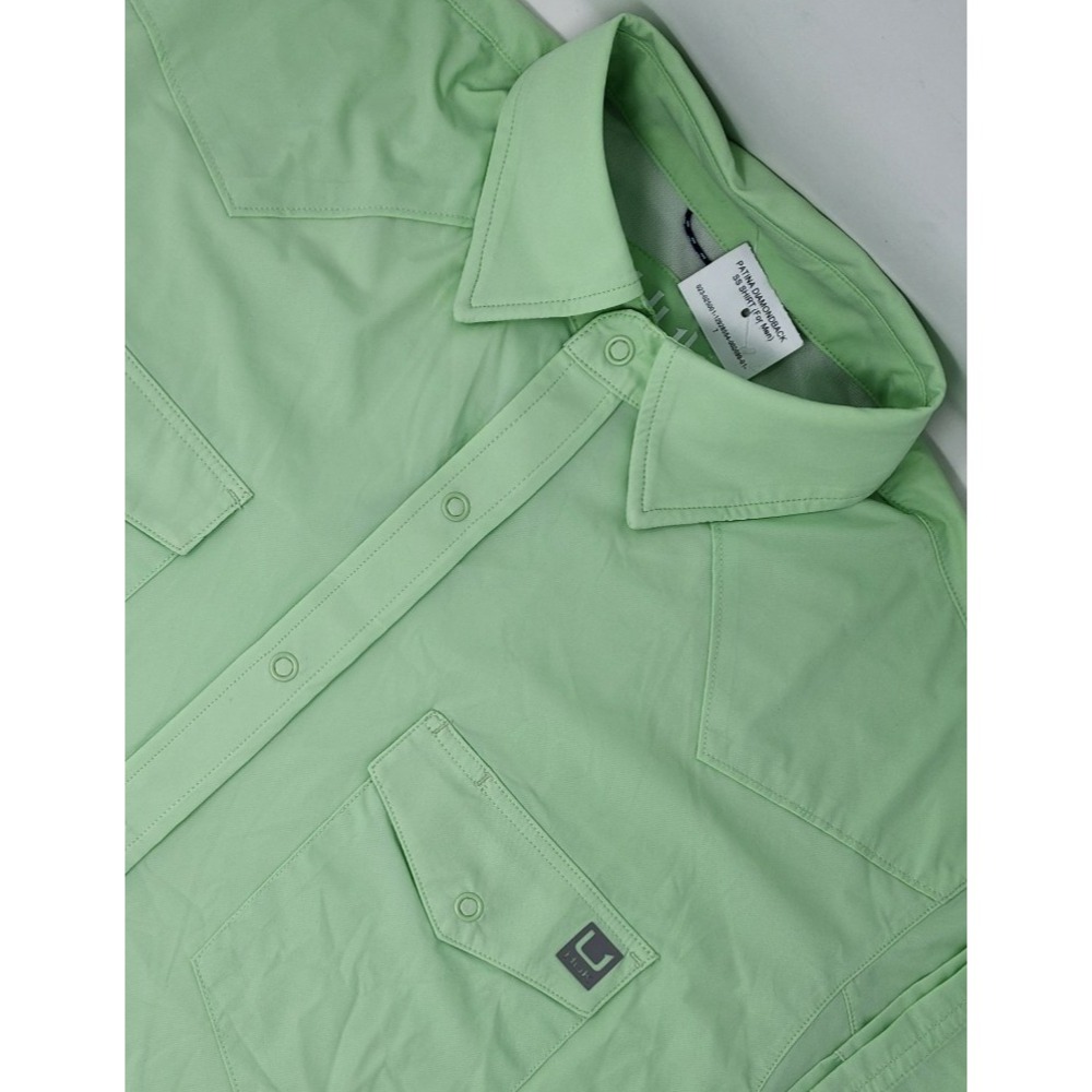 NEW Huk Diamond Back Short Sleeve Snap‎ Down Shirt Men's Medium Green Patina NWT